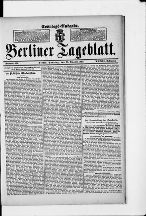 Berliner Tageblatt und Handels-Zeitung on Aug 23, 1903