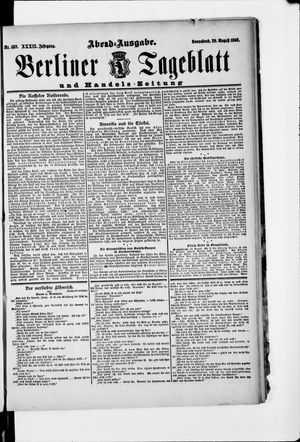 Berliner Tageblatt und Handels-Zeitung vom 29.08.1903