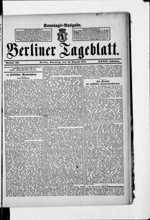 Berliner Tageblatt und Handels-Zeitung on Aug 30, 1903