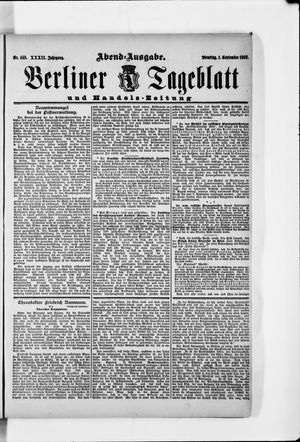 Berliner Tageblatt und Handels-Zeitung vom 01.09.1903