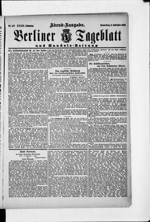 Berliner Tageblatt und Handels-Zeitung vom 03.09.1903