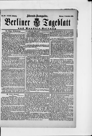 Berliner Tageblatt und Handels-Zeitung vom 07.09.1903