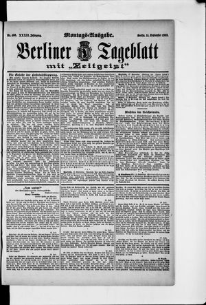 Berliner Tageblatt und Handels-Zeitung on Sep 14, 1903