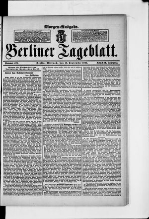 Berliner Tageblatt und Handels-Zeitung vom 16.09.1903