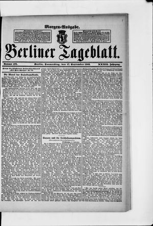 Berliner Tageblatt und Handels-Zeitung vom 17.09.1903