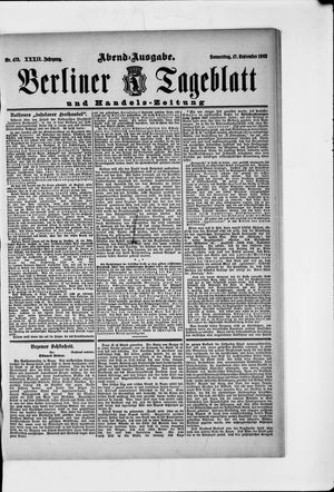 Berliner Tageblatt und Handels-Zeitung on Sep 17, 1903