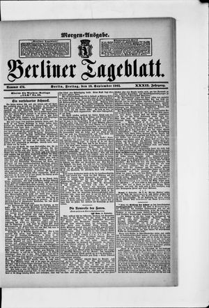 Berliner Tageblatt und Handels-Zeitung vom 18.09.1903