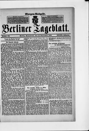 Berliner Tageblatt und Handels-Zeitung vom 19.09.1903