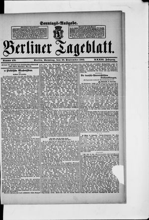 Berliner Tageblatt und Handels-Zeitung vom 20.09.1903