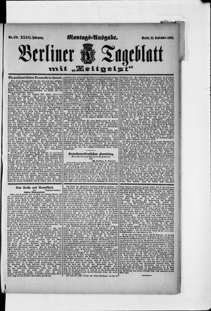 Berliner Tageblatt und Handels-Zeitung vom 21.09.1903
