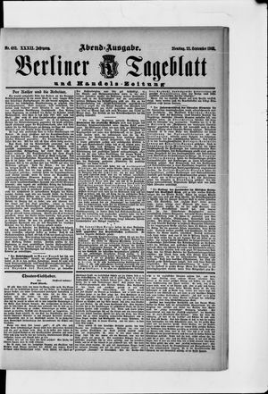Berliner Tageblatt und Handels-Zeitung vom 22.09.1903