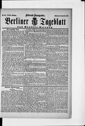 Berliner Tageblatt und Handels-Zeitung vom 23.09.1903