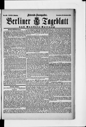 Berliner Tageblatt und Handels-Zeitung vom 26.09.1903