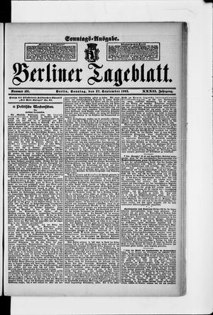 Berliner Tageblatt und Handels-Zeitung vom 27.09.1903