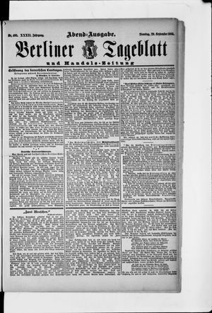 Berliner Tageblatt und Handels-Zeitung vom 29.09.1903