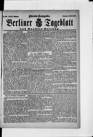 Berliner Tageblatt und Handels-Zeitung vom 06.10.1903