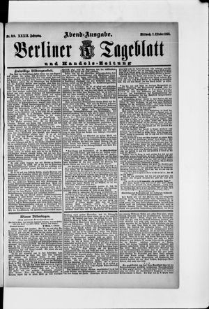 Berliner Tageblatt und Handels-Zeitung vom 07.10.1903