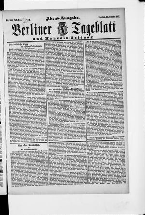 Berliner Tageblatt und Handels-Zeitung vom 20.10.1903