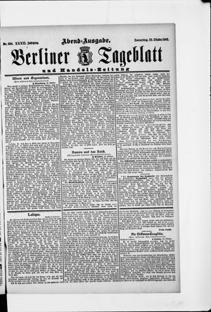 Berliner Tageblatt und Handels-Zeitung vom 22.10.1903