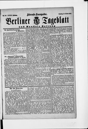 Berliner Tageblatt und Handels-Zeitung vom 27.10.1903
