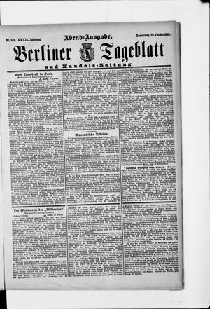Berliner Tageblatt und Handels-Zeitung vom 29.10.1903