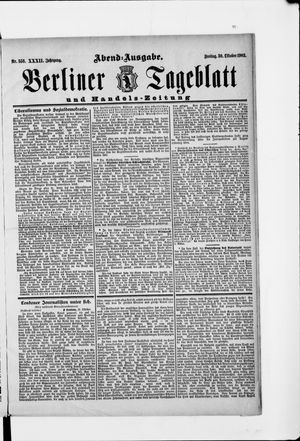 Berliner Tageblatt und Handels-Zeitung on Oct 30, 1903