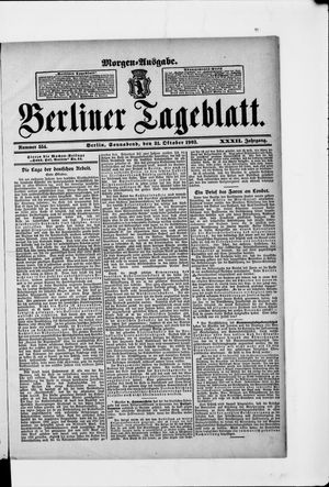 Berliner Tageblatt und Handels-Zeitung vom 31.10.1903