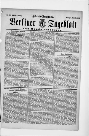 Berliner Tageblatt und Handels-Zeitung vom 02.11.1903