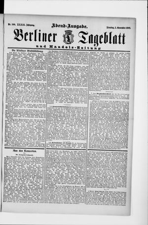 Berliner Tageblatt und Handels-Zeitung vom 03.11.1903