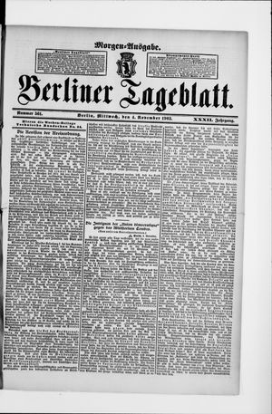 Berliner Tageblatt und Handels-Zeitung on Nov 4, 1903