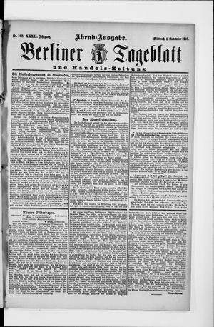 Berliner Tageblatt und Handels-Zeitung on Nov 4, 1903