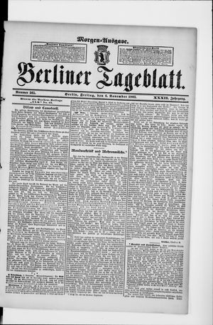 Berliner Tageblatt und Handels-Zeitung on Nov 6, 1903