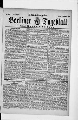 Berliner Tageblatt und Handels-Zeitung on Nov 6, 1903