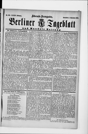 Berliner Tageblatt und Handels-Zeitung vom 07.11.1903