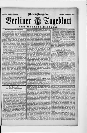 Berliner Tageblatt und Handels-Zeitung vom 11.11.1903