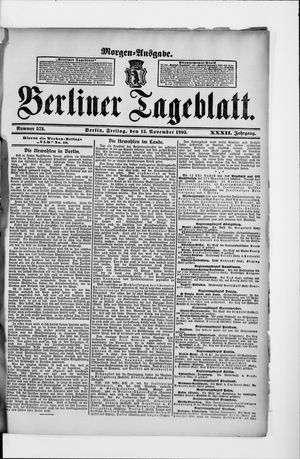 Berliner Tageblatt und Handels-Zeitung vom 13.11.1903