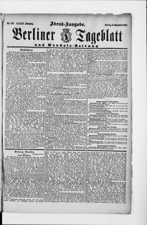 Berliner Tageblatt und Handels-Zeitung vom 13.11.1903