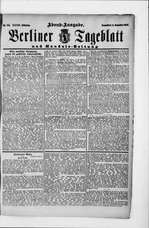 Berliner Tageblatt und Handels-Zeitung vom 14.11.1903