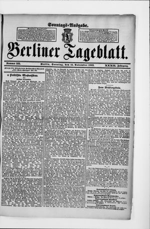 Berliner Tageblatt und Handels-Zeitung vom 15.11.1903