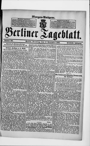 Berliner Tageblatt und Handels-Zeitung vom 17.11.1903