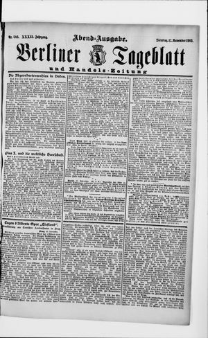 Berliner Tageblatt und Handels-Zeitung vom 17.11.1903