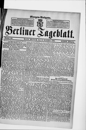 Berliner Tageblatt und Handels-Zeitung vom 18.11.1903