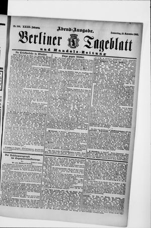 Berliner Tageblatt und Handels-Zeitung vom 19.11.1903