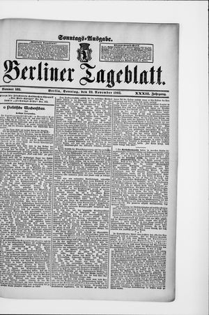 Berliner Tageblatt und Handels-Zeitung vom 22.11.1903