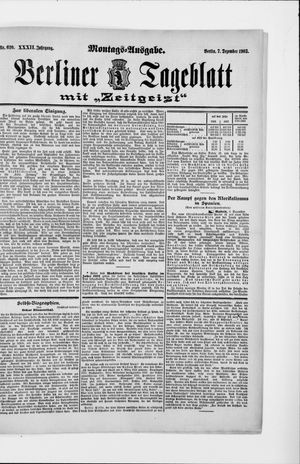Berliner Tageblatt und Handels-Zeitung vom 07.12.1903