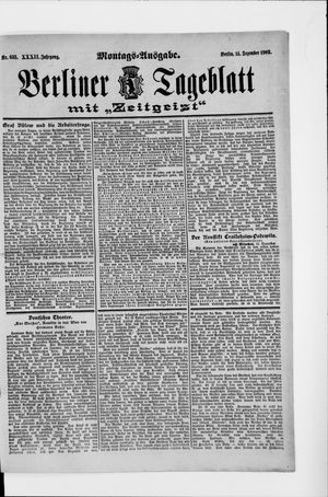 Berliner Tageblatt und Handels-Zeitung on Dec 14, 1903
