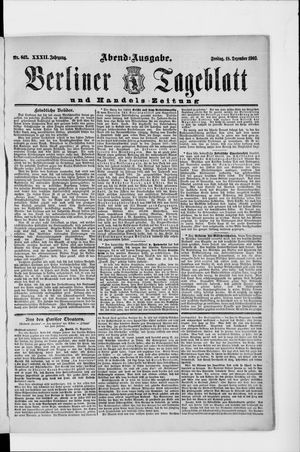 Berliner Tageblatt und Handels-Zeitung vom 18.12.1903