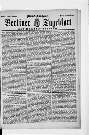 Berliner Tageblatt und Handels-Zeitung on Dec 21, 1903