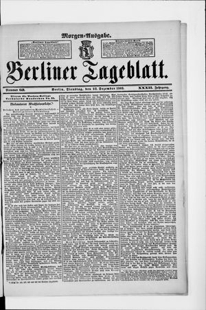 Berliner Tageblatt und Handels-Zeitung vom 22.12.1903