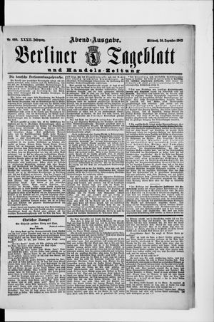 Berliner Tageblatt und Handels-Zeitung vom 30.12.1903